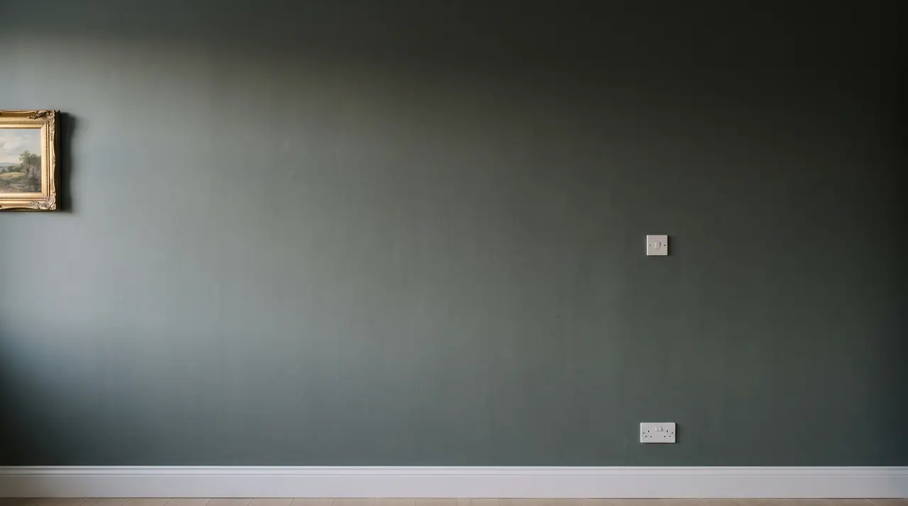 A plain painted wall with a light switch and a socket.